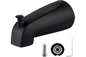 KPW Bathroom Tub Spout Compatible, Fits 4 Inch Reach Wall Front Mount Slip-on Tub Spout with Shower Diverter 1/2'' Copper Water Tube with Hex Wrench, Matte Black (1 Pack)