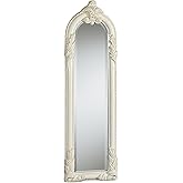 Royal Acanthus Wall Mirror | Classic Antique White Finish | Castle Architecture Arched Shape with Acanthus Leaf Corners, Acce