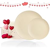 WONDERFUL 32pcs Heavy Duty Plastic Plates Reusable Unbreakable & Dishwasher safe Ivory Plastic Plates Dishes Set Wedding Plate Frosted Design Includes:16 Dinner 10" and 16 Dessert Plate 7.3"