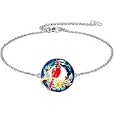 TOUPOP Christmas gifts Red Cardinal Bracelet 925 Sterling Silver Crystal Bird Jewelry Gifts for Women