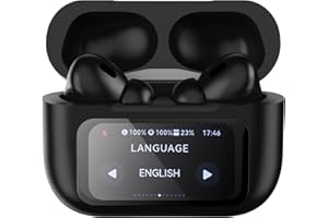 HTPOW Translation Earbuds, Real-time Translator Earbuds 74 Languages & 70 Accents Online, Two-Way Translator Device with APP, Instant Translator Earbuds, Instant Voice Translator 2024（Black）