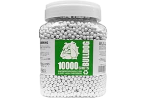 BULLDOG AIRSOFT - 10,000 Airsoft Pellets [0.20g] Biodegradable [6mm White] Triple Polished [Pro Team Grade]