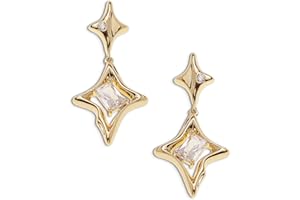 Sonateomber Star Drop Dangle Earrings for Women Trendy Unique Sparkly Rhinestone Stud Fashion Jewelry Gift
