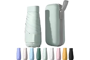Mustarpicking UPF50+ Mini Travel Sun Umbrella for Purse With Case,Small Compact UV Umbrella Protection Sun,Lightweight Portable Parasol Windproof for Women Men Kids