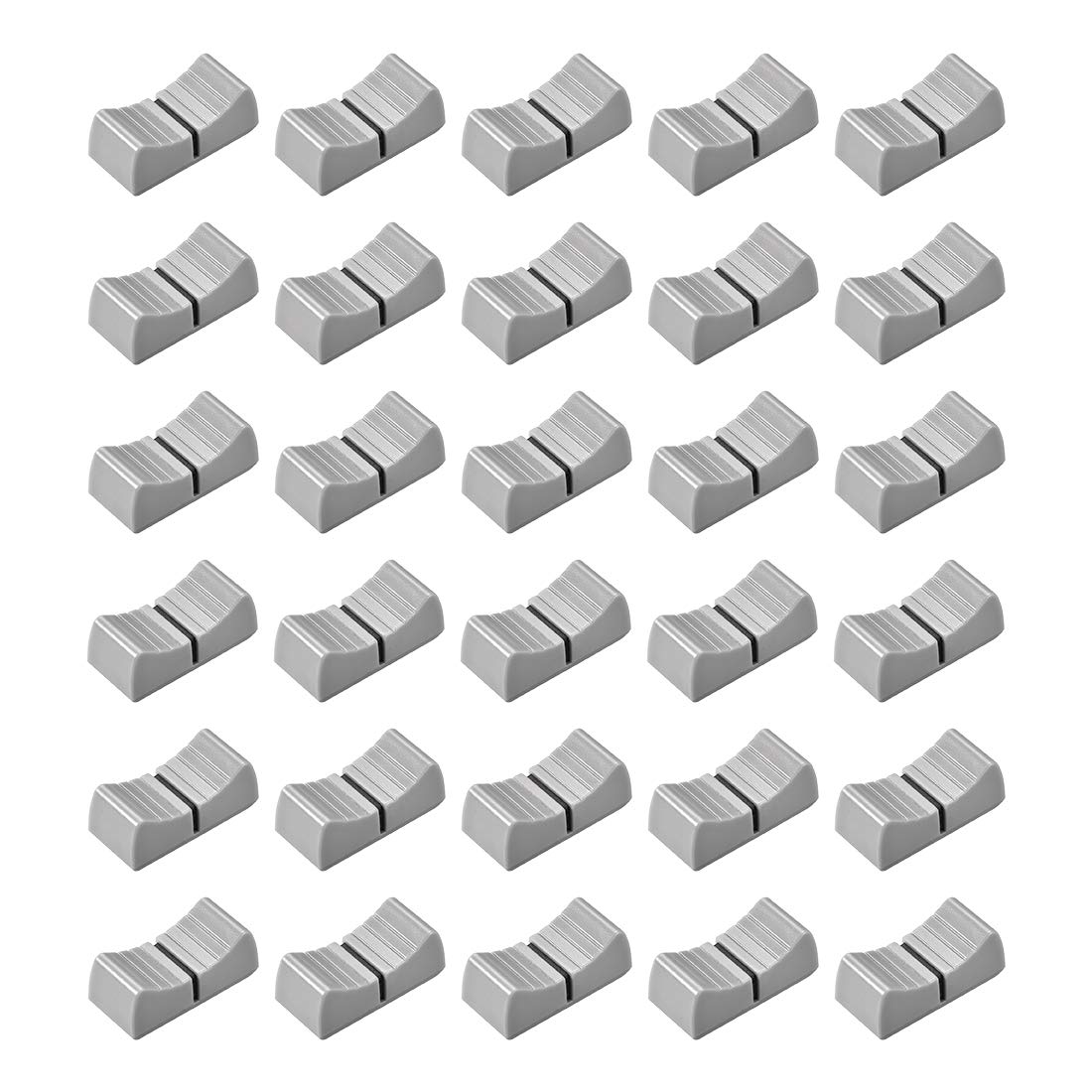 sourcing map 24mmx11mmx10mm Console Mixer Slider Fader Knobs Replacement for Potentiometer Gray Knob Black Mark 30pcs