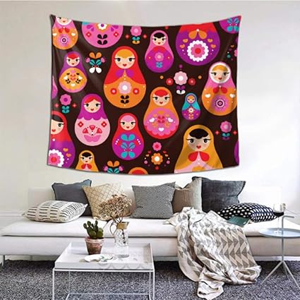 Xiexhome Zimmer Wanddekoration Niedlichen Matroschka Russische Puppe Wandteppich Fur Bett 60x51 Zoll 152x130cm Wandbehang Kunst Wohnkultur Polyester Fur Wohnzimmer Schlafzimmer Wohnheim Amazon De Kuche Haushalt