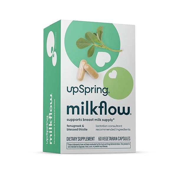 UPSPRING MILKFLOW LACTATION SUPPLEMENT FOR MILK SUPPLY INCREASE, BREASTFEEDING SUPPLEMENTS WITH FENUGREEK & BLESSED THISTLE, NON-GMO, LACTATION SUPPORT 60 VEGAN CAPSULES