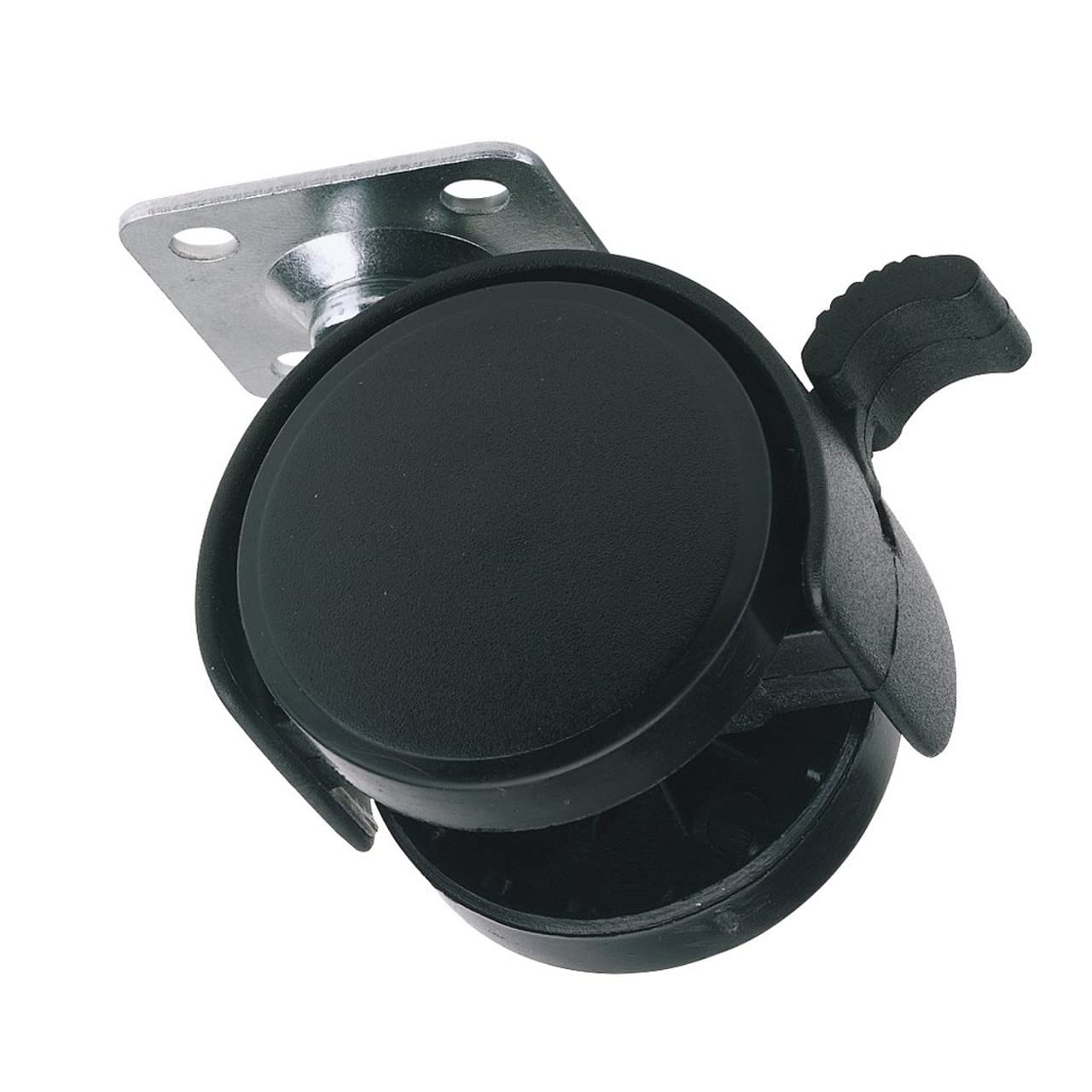 Draper 65463 40 mm Diameter Twin Nylon Castor with Brake-S.W.L 25Kg, Black