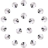 SWTHONY 12mm Clear Round Sew On Rhinestones for Crafting, 48pcs Crystal Glass Gems Silver Plated Flatback Jewels with 2 Holes for Crafts Clothes Fabric