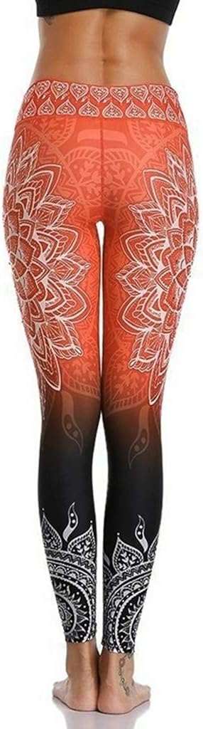 VEZAD Store Women's Tummy Control Yoga Pants Exercise Fitness Printed High-Waist Leggings: Clothing
