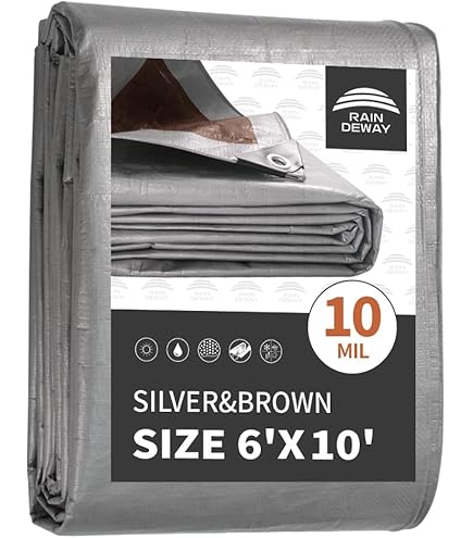 Tarp, Heavy Duty, Gray 6' X 10' Feet Waterproof, 18 Oz. Vinyl W...