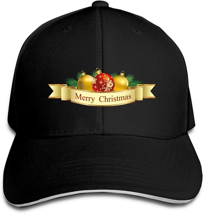 Hangdachang Unisex Adjustable Plain Hat Gold Merry Christmas Sporting