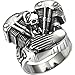 HooAMI Men's Stainless Steel Motorcycle Engine Biker Ring Black Silver,Size 12