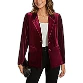 MINTLIMIT Womens Velvet Blazer Suit Jacket Long Sleeve Notched Lapel Button Coat Work Office Blazer Jacket with Pockets