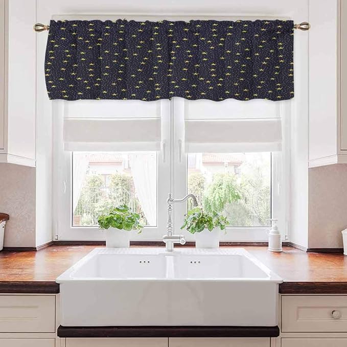 Night Sky cortina de cocina texturizada estilo dibujado a mano