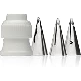 Ateco - 4 Piece Ruffle Decorating Tube Set, Includes Stainless Steel Tips: 030, 040, 070 &amp; One Standard Coupler