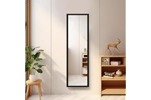 Beauty4U Full Length Mirror Wall Mirror Full Body Mirror Explosion-Proof Wall Mounted Hanging Mirror for Dorm with Rectangular Float Framed for Room Decor, 50"x 14", Black