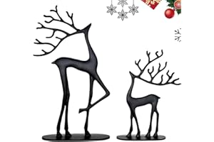 FROKLIC Reindeer Christmas Decor, Black Metal Reindeer Figurines, Modern Minimalist Xmas Sculpture, Elegant Indoor Holiday Decor, Table Centerpieces- Ideal for Home, Mantel, Living Room, Bedroom, Office
