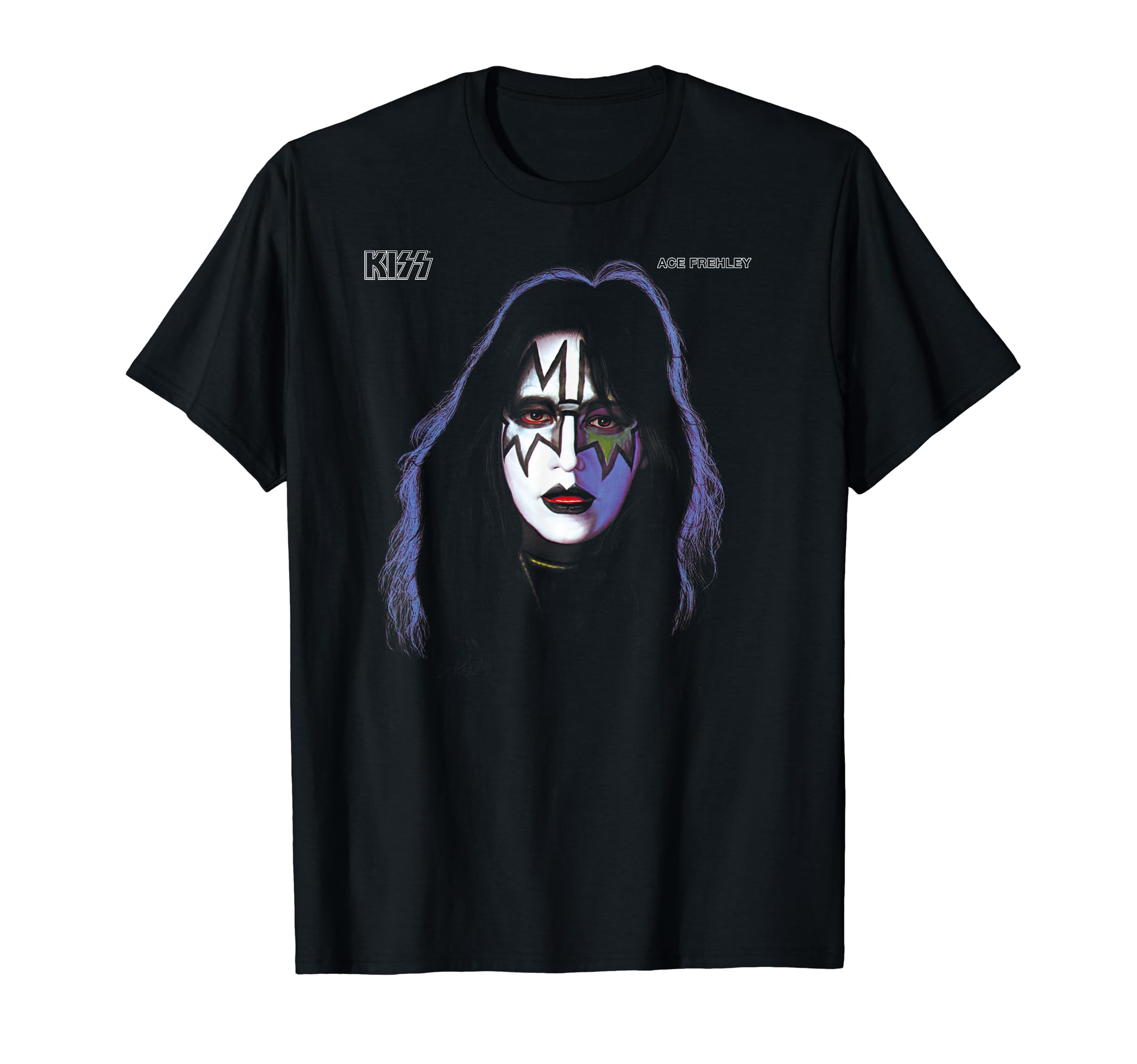 KISS - 1978 Ace Frehley Unisex-Adults Black Cotton Classic Lightweight Crew Neck Short Sleeve T-Shirt, Small