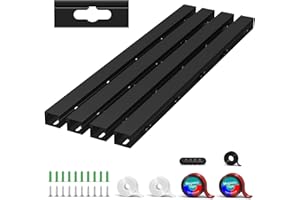 AOCII Cable Raceway - Magnetic Cable Management Under Desk with Upgraded Aesthetic Large Hole, Cord Organizer Kit for Hiding Computer, Gaming Desk, Network, Power Cord, TV - 4PCS 4x15.7in Black