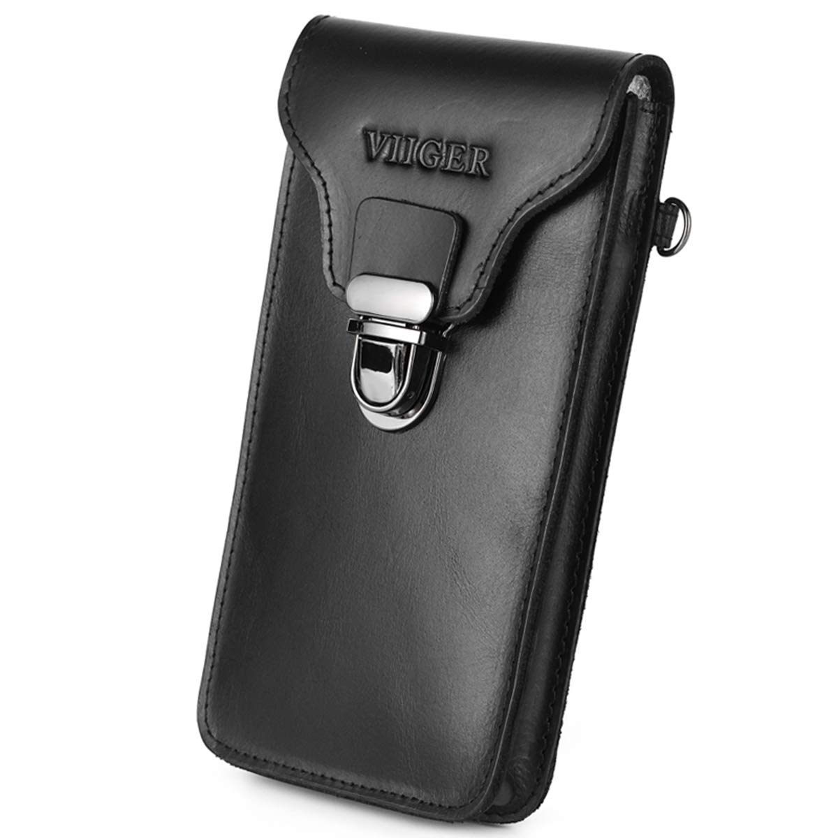 VIIGER Leather Mobile Phone Case Holster Smartphone Belt Loop Pouch Bag Mens Belt Clip Holster Pouch Fits Cellphone with Case on Compatible for iPhone 14 Pro Max 13 Pro Max Galaxy S22 Ultra, Black