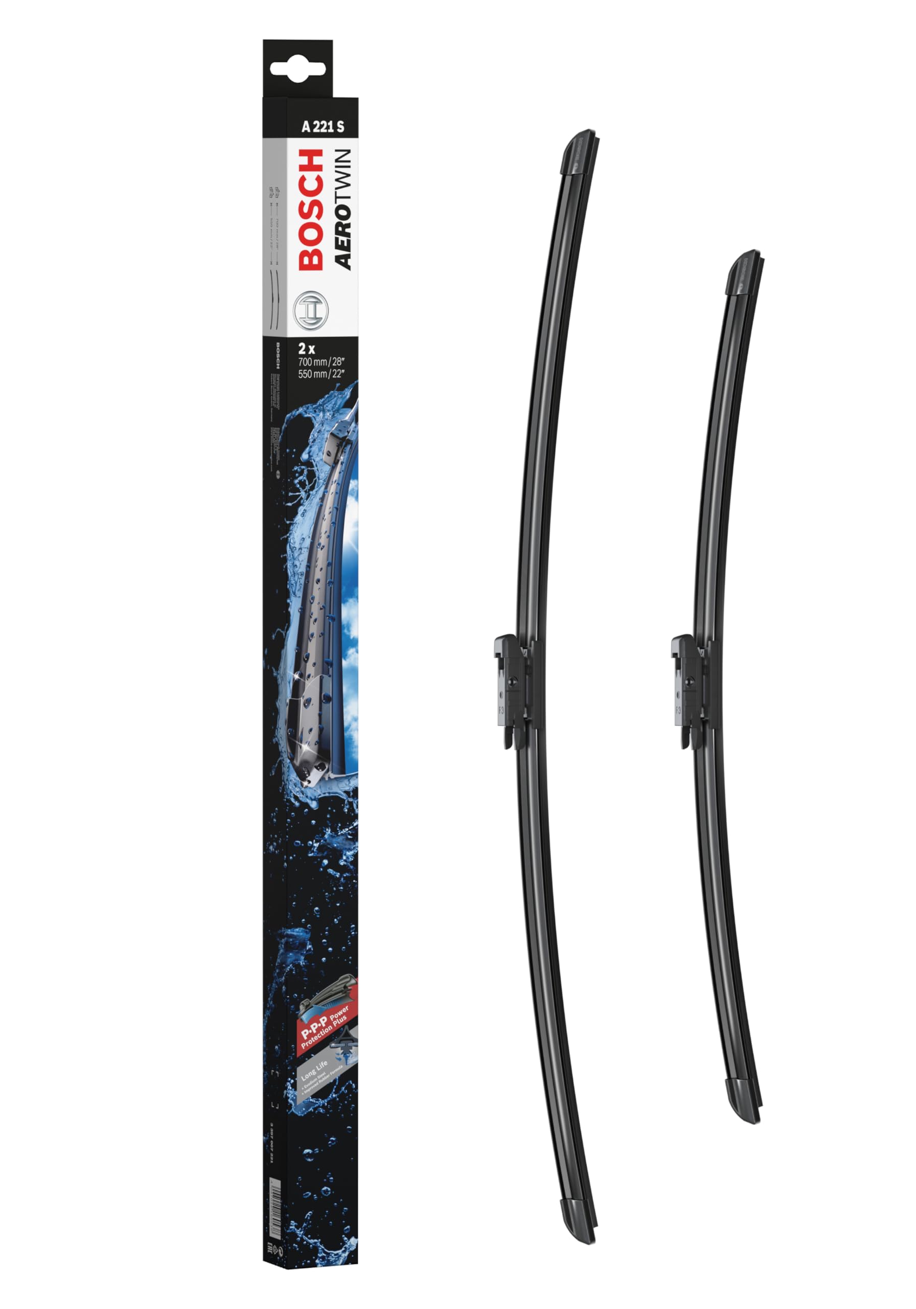 Bosch Wiper Blade Aerotwin A221S, Length: 700mm/550mm − Set of Front Wiper Blades