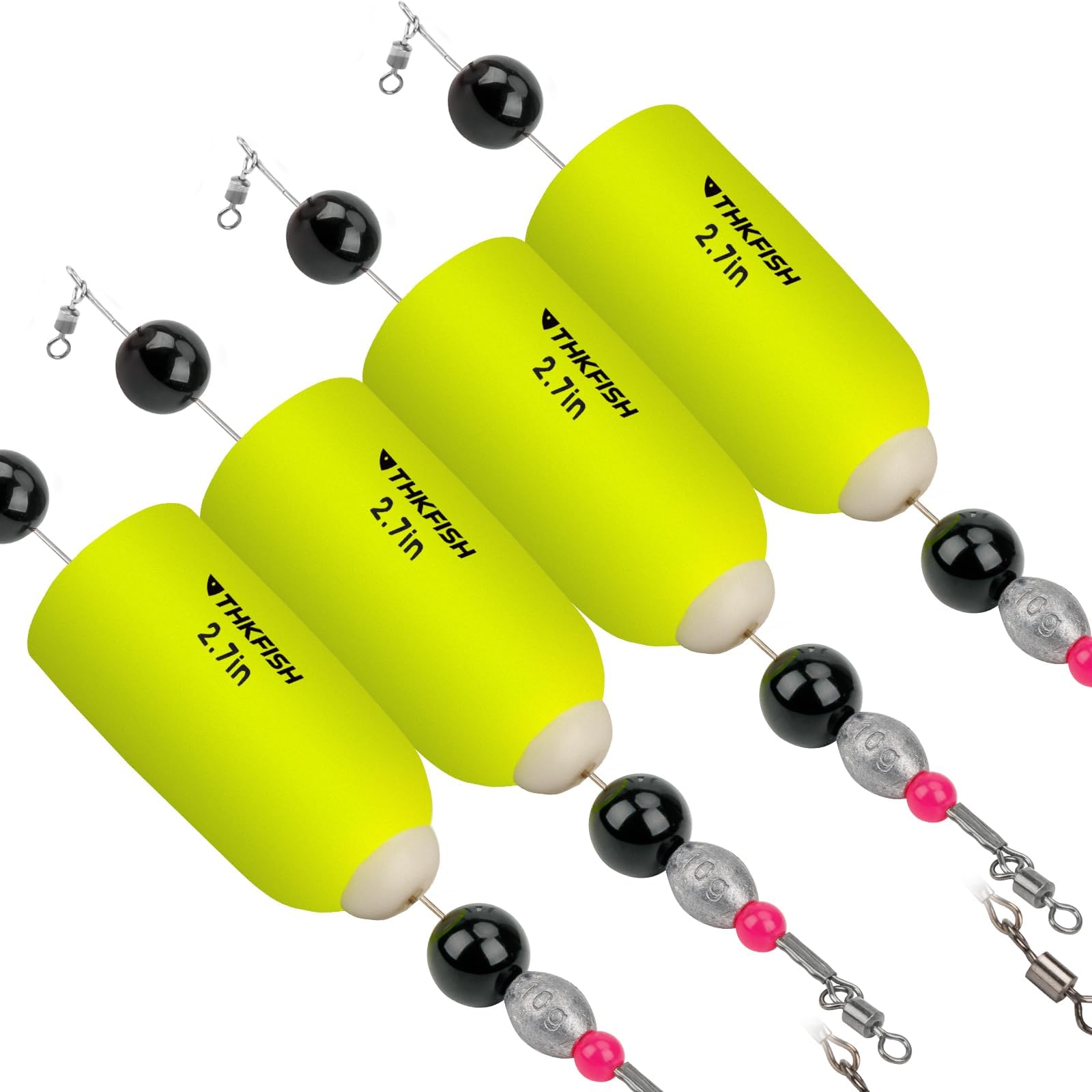 THKFISH Fishing Floats Bobbers Fishing Popping Cork Trout Float Rig Weighted Popping Floats Cork Trout Floats for Fishing Saltwater 2-7-YELLOW-4PCS