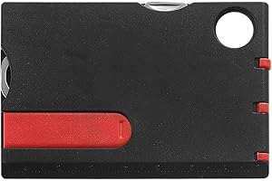 IdealThingShop 14-in-1 Credit Card Multitool Survival Pocket Kit with Built-in Red LED Light, 2Cr13 Stainless Steel and ABS C