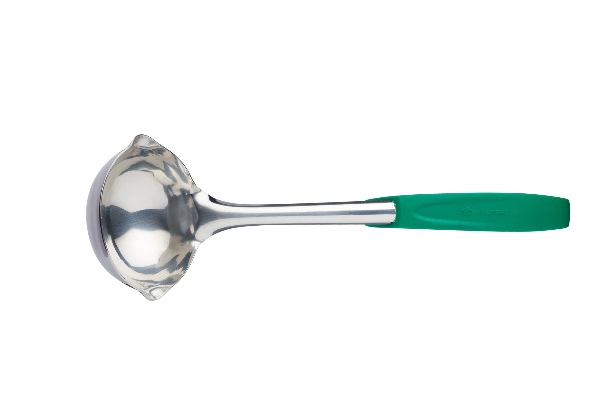 MasterClass Colour-Coded Catering-Quality Stainless Steel Soup Ladle, 35 cm (14") - Green (Vegetarian)