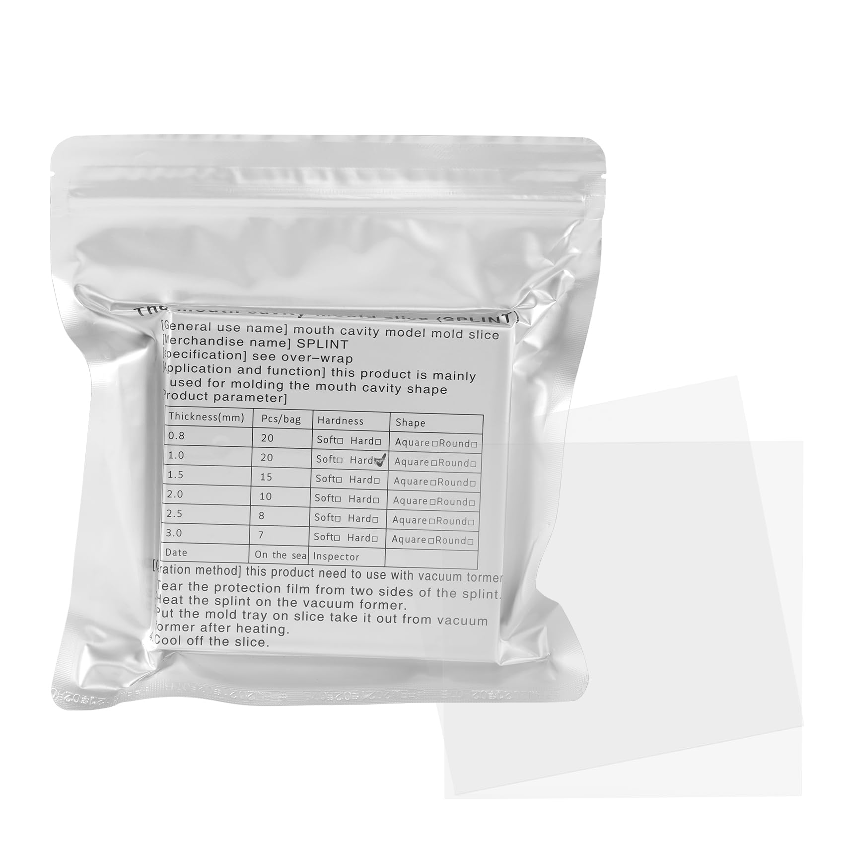 Photo 1 of **PARTIAL SET 15** Annhua Dental Splint Material 20Pcs Dental Hard Splint, 1.0MM Dental Vacuum Forming Sheets with no Bubbles, Square Thermoforming Materials for Vacuum Forming Machine - 5" x 5"