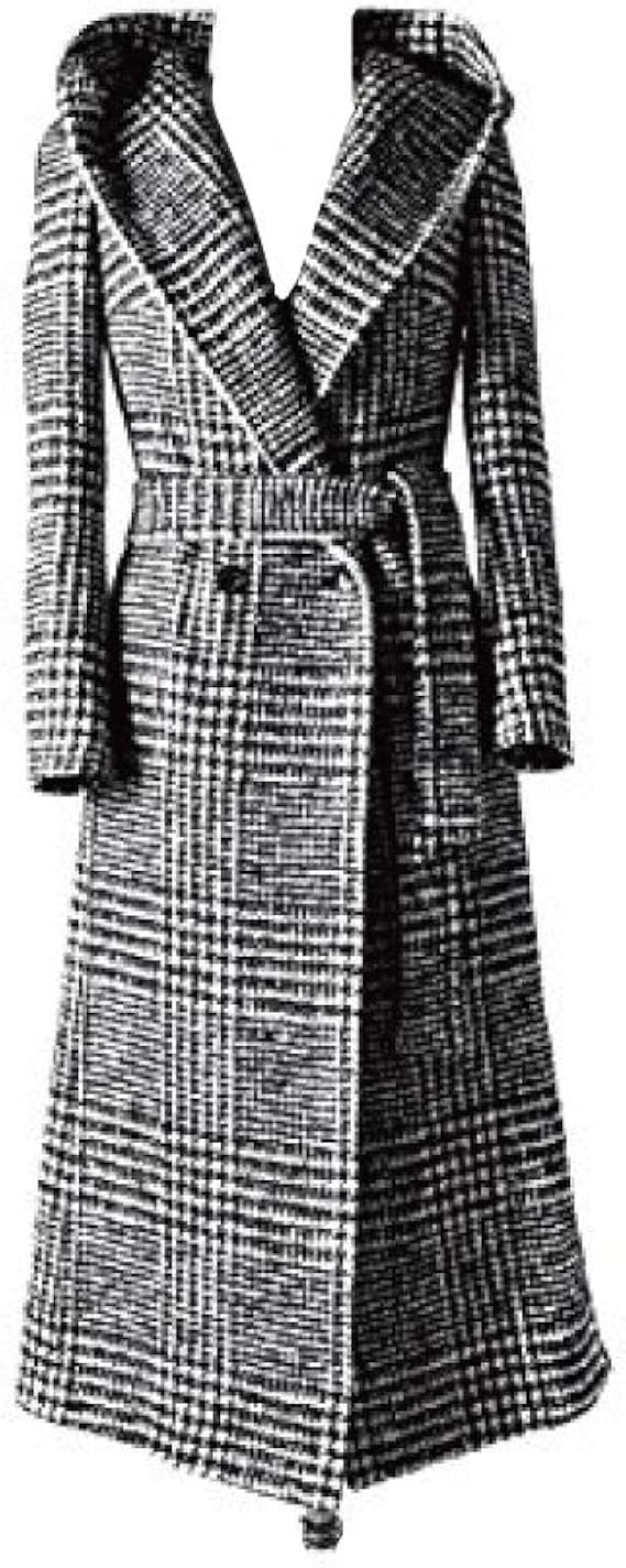 Amazon Bennu ヴェンヌ ロングコート グレンチェック ツイード フード付き ロングコート アウター コート レディース グレンチェック 38 コート ジャケット 通販