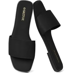 SKETOE Women's Flat Sandals Fashion Slip On Sandals Dressy Slides Summer | single strap design;lightweight & comfortable;suit