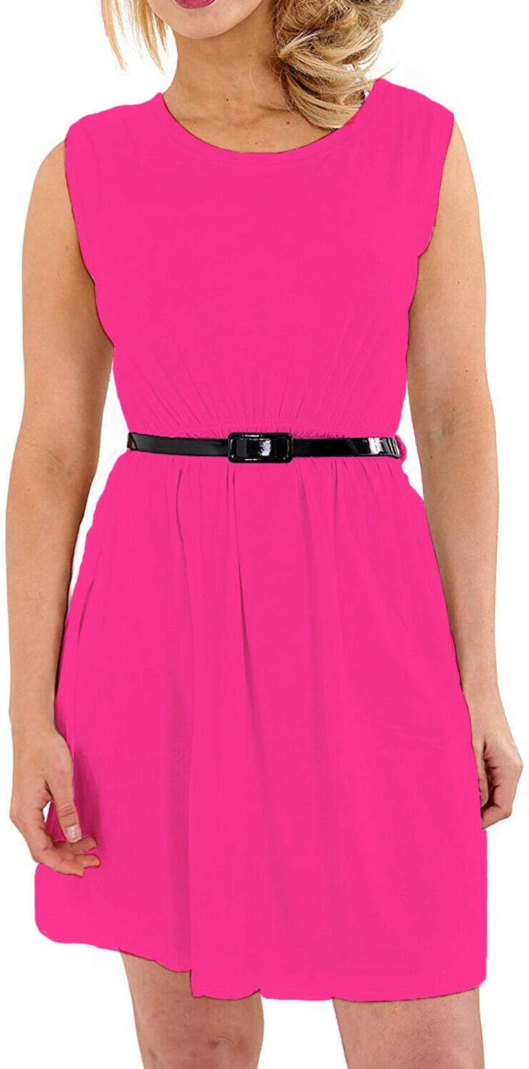 Papaval Girls Skater Kids Sleeveless Party Fit Flare Belted Summer Dress Ages 3-14 Years