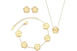 UOOANUO Clover Neckalce Earring Set for Women 14K Gold Plated Stainless Steel Four Leaf Clover Jewelry Set