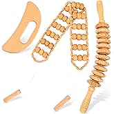NXCYLW 3-in-1 Wood Therapy Massage Tools Lymphatic Drainage Massager Maderoterapia Kit Wooden Gua Sha Massager Body Sculpting Tools for Muscle Pain Relief, Anti-Cellulite, Body Contouring and Shaping