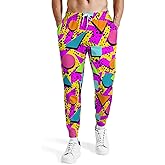 Mens Sweatpants 80s 90s Retro Joggers Sports Funny Workout Party Gym Pants with Pockets
