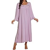 JUEENNIL Womens Nightgown Long Sleeve Nightgown for Women Comfortable Lingerie Nightgown Buttonless Sleep Dress for Women