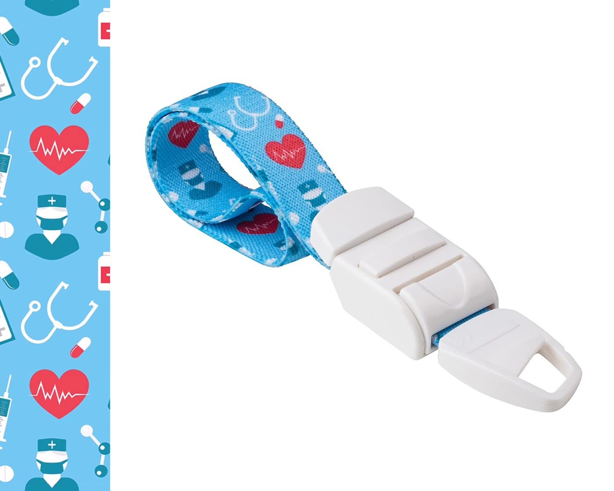 ROLSELEY Medical Nurse Tourniquet with SKY BLUE MEDIC/NURSE/DOCTOR Pattern with ABS Plastic Buckle Latex Free Elastic Band Perfect for Doctors, Nurses, Students and Paramedics