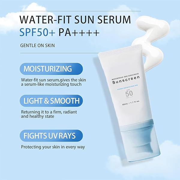 SUNSCREEN CALMING MOISTURE DAILY SUNSCREEN SPF 50+ PA++++ CLEAR WATER-FIT SUN SERUM SUNSCREEN KOREAN SKINCARE, NO WHITE CAST, DAILY CLEAN BEAUTY (1PC)
