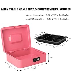 Jssmst Large Cash Box with Combination Lock