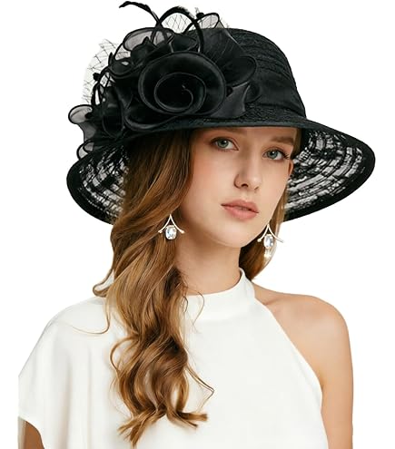6809 Derby Church Dress Cloche Hat Fascinator Floral Tea Party Wedding Kentucky Derby Hat, Coffee Beige Cream Brown Tulle Flower  main image 2