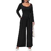 CLOCOR Womens 2 Piece Outfits Sweatsuits - Tracksuit Set Long Sleeve Crop Top & Drawstring Wide Leg Pants with Pockets