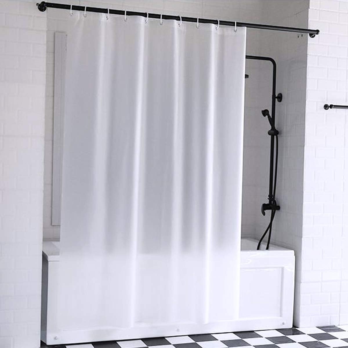 CXTAI White Shower Curtain, Mould Proof and Mildew Resistant Washable Polyester Bathroom Curtains w/12pcs Hooks (71x71inch,180x180cm) - Image 3