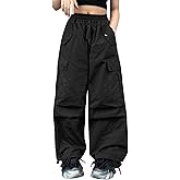 Nanasait Girls Versatile Casual Solid Cargo Jogger Pants Flap Pockets 6-12 Years