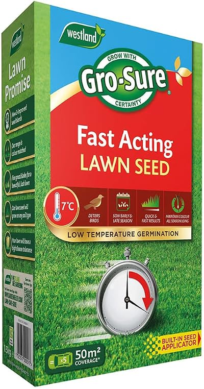 Gro-Sure Fast Acting Grass Lawn Seed 50 m2 1.5 kg Blue Green