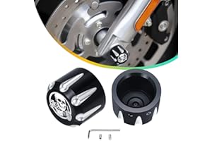 FIASRAC 2 Pack Front Axle Nut Cover Axle Caps Set, Aluminum CNC Front Axle Nut Cover Cap Skull Style Compatible with 2002-2022 Harley Sportster Softail Electra Road Street Glide