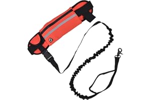 Hands Free Dog Leash, Detachable Zipper Bag Reflective Strip Adjustable Waist Dog Leash for Walking Jogging Hiking Training, 