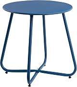 HollyHOME Outdoor Side Table Small Round Navy Blue Weather Resistant view 9