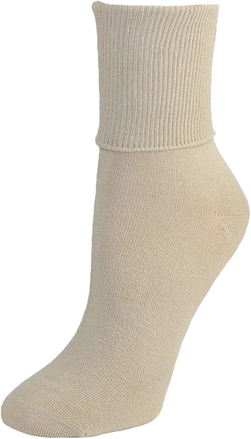 Jefferies Socks Women's Organic Cotton Turn Cuff Sock (Pack of 3), Khaki at Amazon Women’s