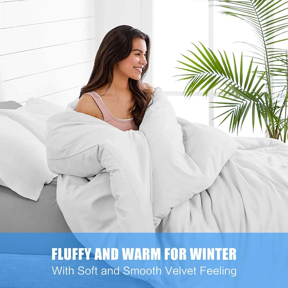 RUIKASI King Size Duvet Cover Sets Bedding Set, White Duvet Cover Kingsize Bed Set including Zip - Image 4